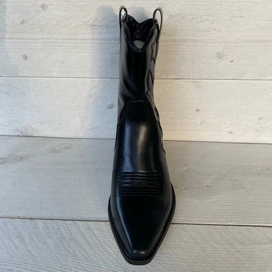 Weloveshoes SmileFavorites® Dames Cowboylaarzen Met Hak Kort - Imitatieleer - Zwart - Maat 41 8 Weloveshoes SmileFavorites® Dames Cowboylaarzen Met Hak Kort - Imitatieleer - Zwart - Maat 41 - Afbeelding 6