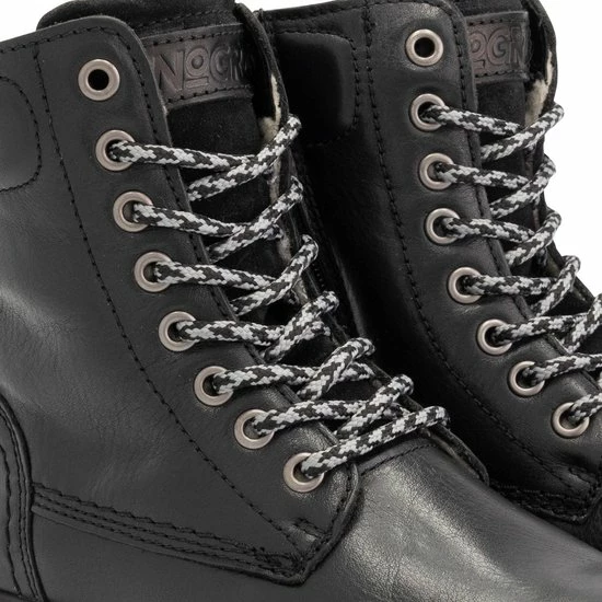NoGRZ D.Stalpaert Hoge Leren Damessneakers - Gevoerde Veterschoenen - Zwart Leer - Maat 39 4 NoGRZ D.Stalpaert Hoge Leren Damessneakers - Gevoerde Veterschoenen - Zwart Leer - Maat 39 - Afbeelding 2