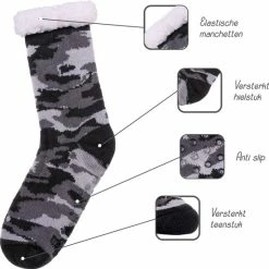 JAXY - Huissokken Dames - Verwarmde Sokken - Anti Slip Sokken - Huissokken - Bedsokken - Warme Sokken - Kerstcadeau Voor Vrouwen - Thermosokken - Dikke Sokken - Fluffy Sokken - Kerstsokken Dames En Heren - Camouflage Grijs -Dames-schoenen Winkel 550x551 6
