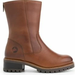 Travelin' Skjolden Leren Dames Laarzen - Wol Gevoerde Laars - Cognac Leer - Maat 37