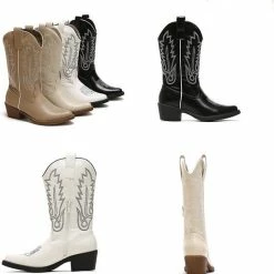Weloveshoes SmileFavorites® Dames Cowboylaarzen Met Hak - Imitatieleer - Zwart - Maat 40 -Dames-schoenen Winkel 550x557 5