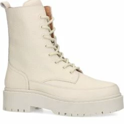 Sacha - Dames - Off White Leren Veterlaarzen - Maat 41