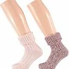 Apollo | Wollen Sokken Dames | Huissok Dames | Rood/Roze | 2-Pak | Maat 35/38 | Fluffy Sokken | Slofsokken | Huissokken | Warme Sokken | Winter Sokken