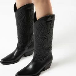 Sacha - Dames - Zwarte Leren Cowboylaarzen - Maat 41 -Dames-schoenen Winkel 550x605 2