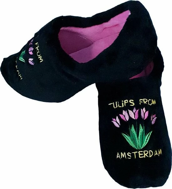 Elcee-Haly – Klomp Sloffen – Zwarte Pantoffelklomp Met Tulpen Boeket – Warme Sloffen – Zwart / Roze – Maat 46 / 47 3 Elcee-Haly – Klomp Sloffen – Zwarte Pantoffelklomp Met Tulpen Boeket – Warme Sloffen – Zwart / Roze – Maat 46 / 47