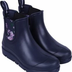 Marineblauwe, Modieuze En Comfortabele Enkel-regenlaarzen Voor Dames Met Bloemen - STELLA Lemigo / 39