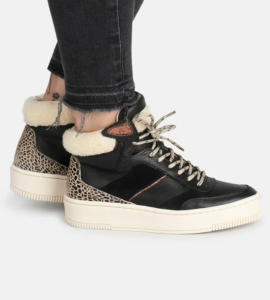 Ps Poelman ESQUIMO Dames Hoge Sneakers Teddy - Zwart Multi - Maat 39 4 Ps Poelman ESQUIMO Dames Hoge Sneakers Teddy - Zwart Multi - Maat 39 - Afbeelding 2