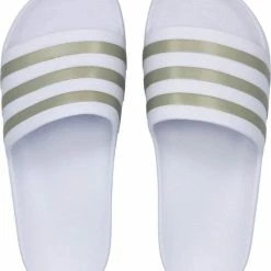 Adidas Slippers - Maat 40.5 - Unisex - Wit/Zilver -Dames-schoenen Winkel 550x645