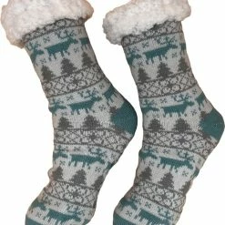 Merkloos Beer Mode | Huissokken | Huissokken Dames | Huissokken Dames Antislip | Fluffy Sokken Dames | Warme Sokken | Sokken | Blauw | Maat 36-40 |