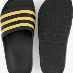 Adidas Slippers - Maat 40.5 - Unisex - Zwart/geel -Dames-schoenen Winkel 550x654