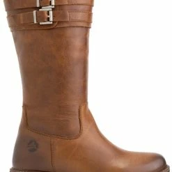 Travelin' Solstad Leren Dames Laarzen - Wol Gevoerde Laars - Cognac Bruin Leer - Maat 42