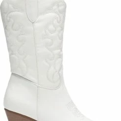 Weloveshoes SmileFavorites® Dames Cowboylaarzen Met Hak - Imitatieleer - Wit - Maat 39