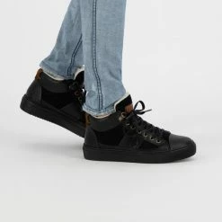 NoGRZ P.DaCortona Hoge Leren Damessneakers - Gevoerde Veterschoenen - Zwart Leer - Maat 38 -Dames-schoenen Winkel 550x793 10