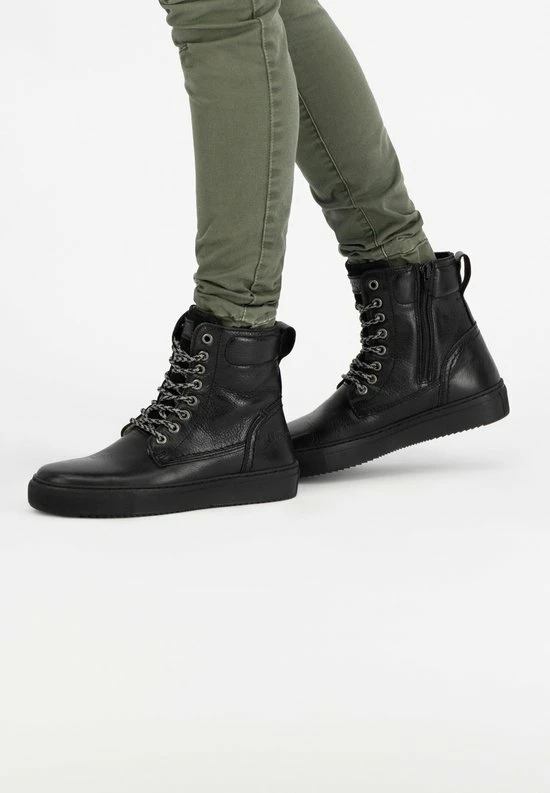 NoGRZ D.Stalpaert Hoge Leren Damessneakers - Gevoerde Veterschoenen - Zwart Leer - Maat 39 10 NoGRZ D.Stalpaert Hoge Leren Damessneakers - Gevoerde Veterschoenen - Zwart Leer - Maat 39 - Afbeelding 8