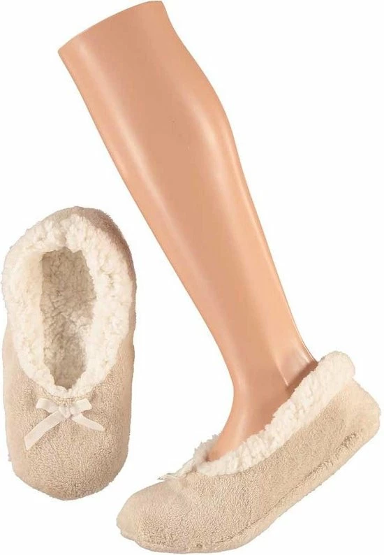 Apollo Dames Ballerina Sloffen/pantoffels Beige Maat 40-42 3 Apollo Dames Ballerina Sloffen/pantoffels Beige Maat 40-42