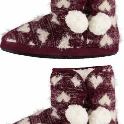 Apollo Pantoffels Dames - Sloffen - Pantoffels - Sloffen Dames - Hoog - Patroon - Hartjes - Bordeaux Rood - Maat 39/40