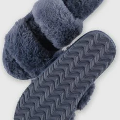 Hunkemöller Dames Accessoires Slippers Fake Fur - Blauw - Maat 38/39 -Dames-schoenen Winkel 550x817 2