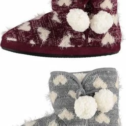 Apollo Pantoffels Dames - Sloffen - Pantoffels - Sloffen Dames - Hoog - Patroon - Hartjes - Bordeaux Rood - Maat 39/40 -Dames-schoenen Winkel 550x826 1